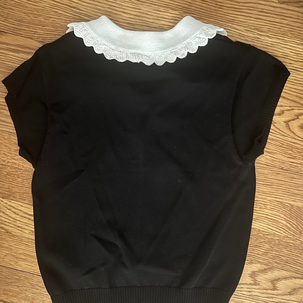 Mango Black Blouse with White Collar - Picture 3 of 5